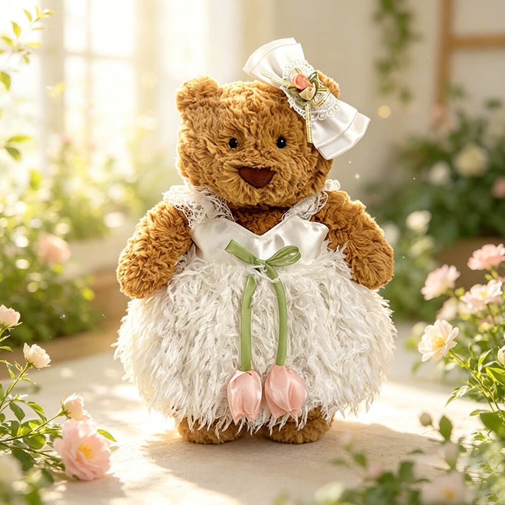 Medium Bartholomew bear clothes outfits- Lace Floral Dress & Headband Set